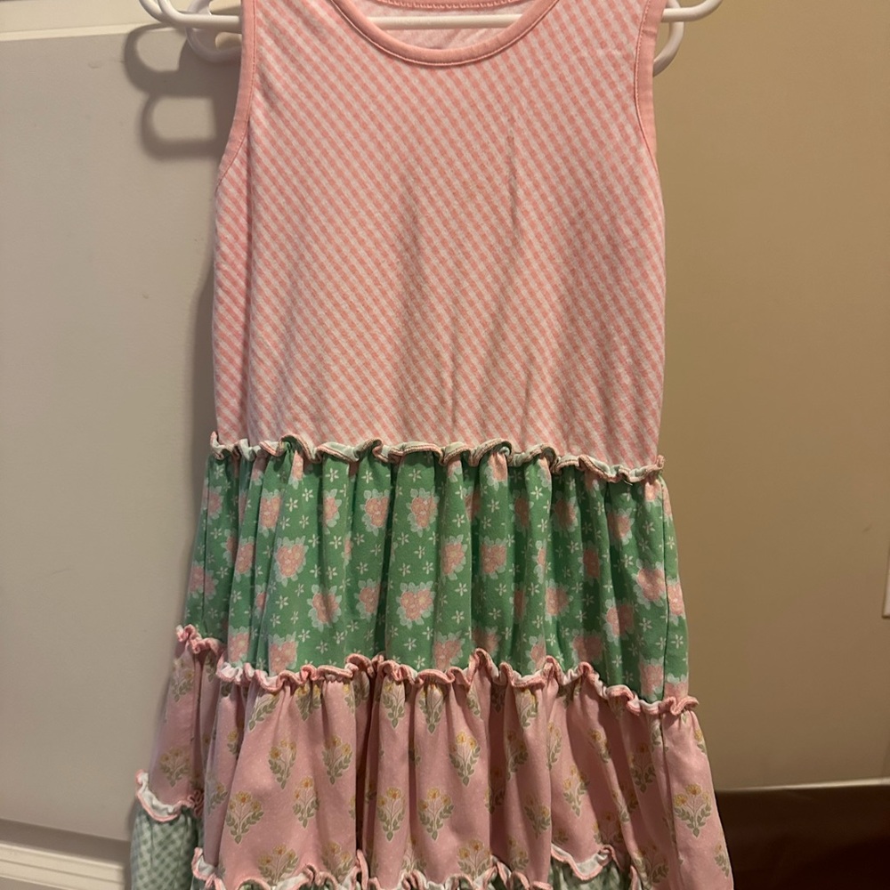 Shrimp and Grits size 5-6 Pink and Green Floral Kids Dress